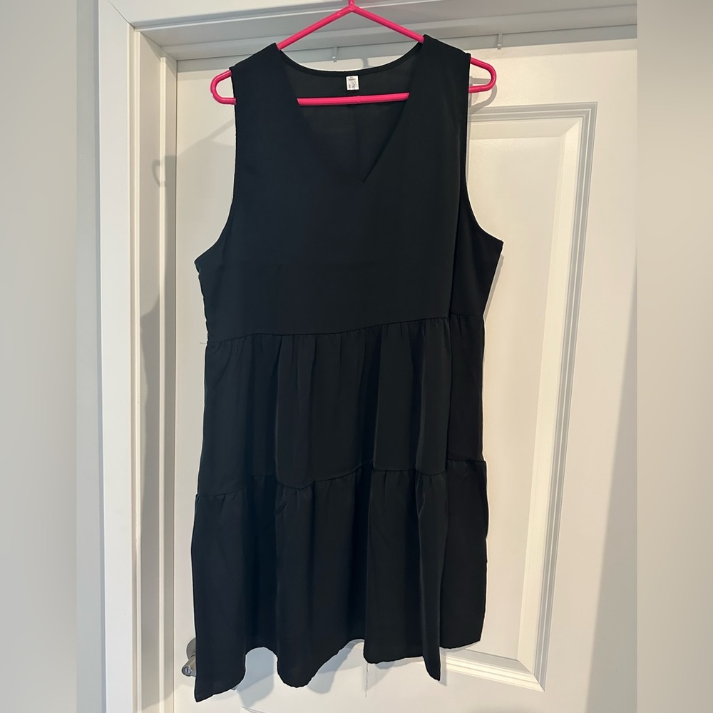 Tunic V-neck Ruffle Dress Black XL